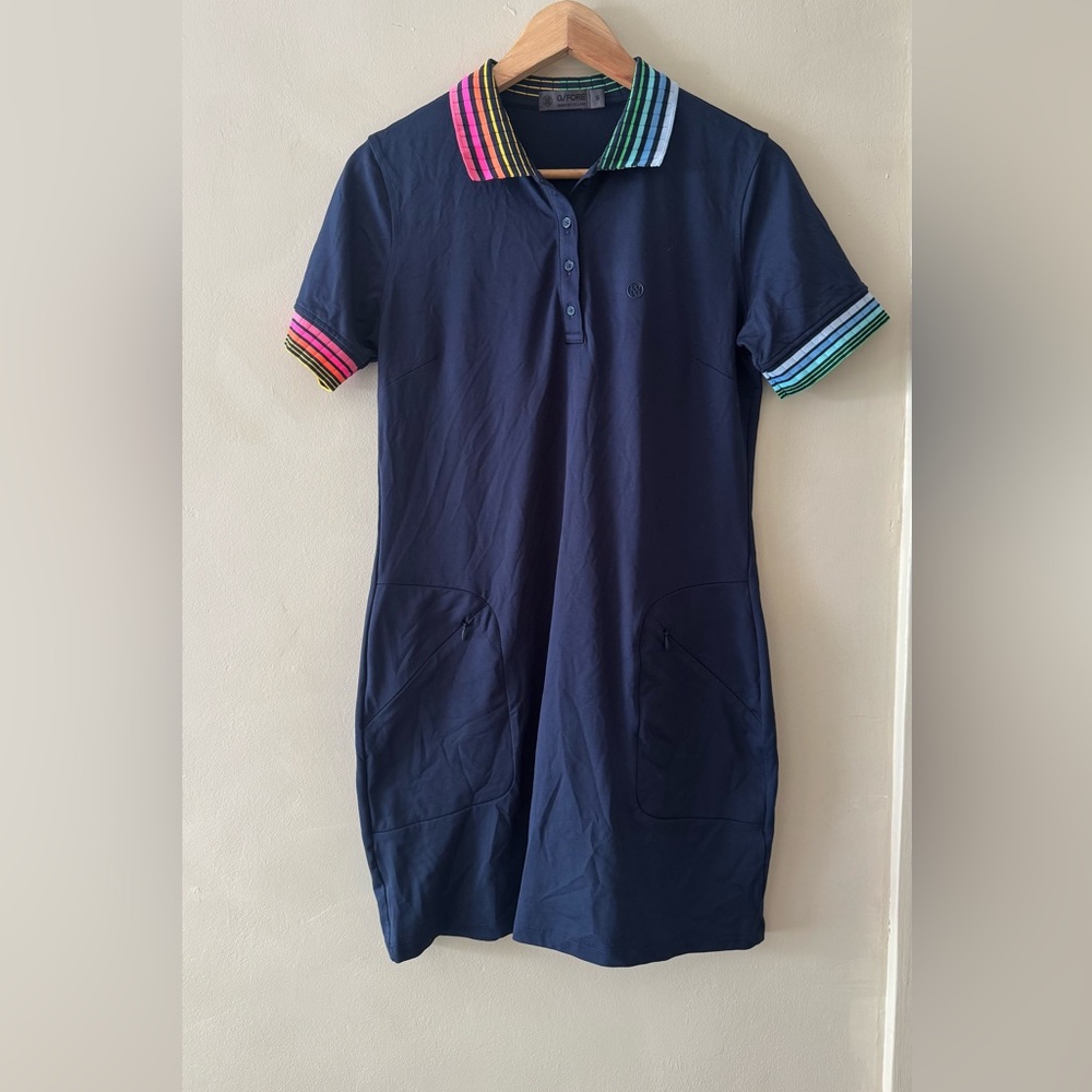 G/FORE Navy Mini Dress with Multicolor Stripes 423 - Picture 4 of 8